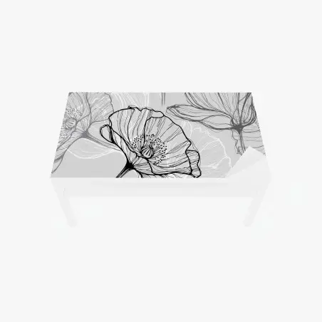 Tischaufkleber und Schreibtischaufkleber zarter grauer mohn in linienzeichnung – Pixers®