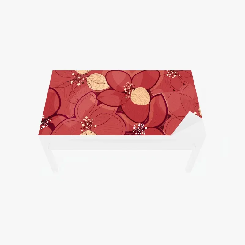 Tischaufkleber und Schreibtischaufkleber rotes blumenmuster mit beigen mittelpunkten