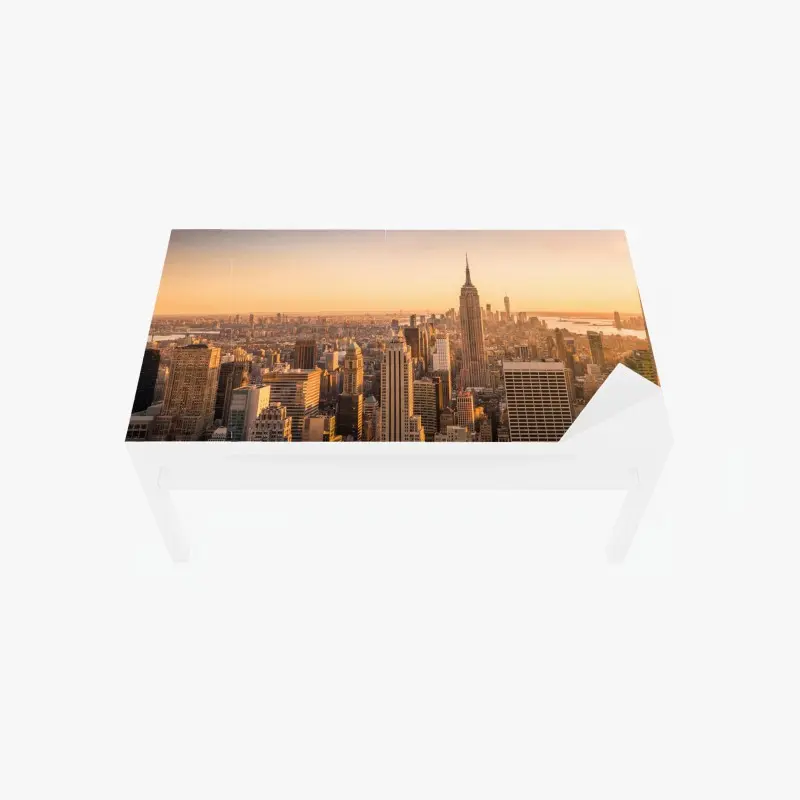 Tischaufkleber und Schreibtischaufkleber goldener sonnenuntergang über der skyline von New York