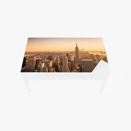 Tischaufkleber und Schreibtischaufkleber goldener sonnenuntergang über der skyline von New York – Pixers®