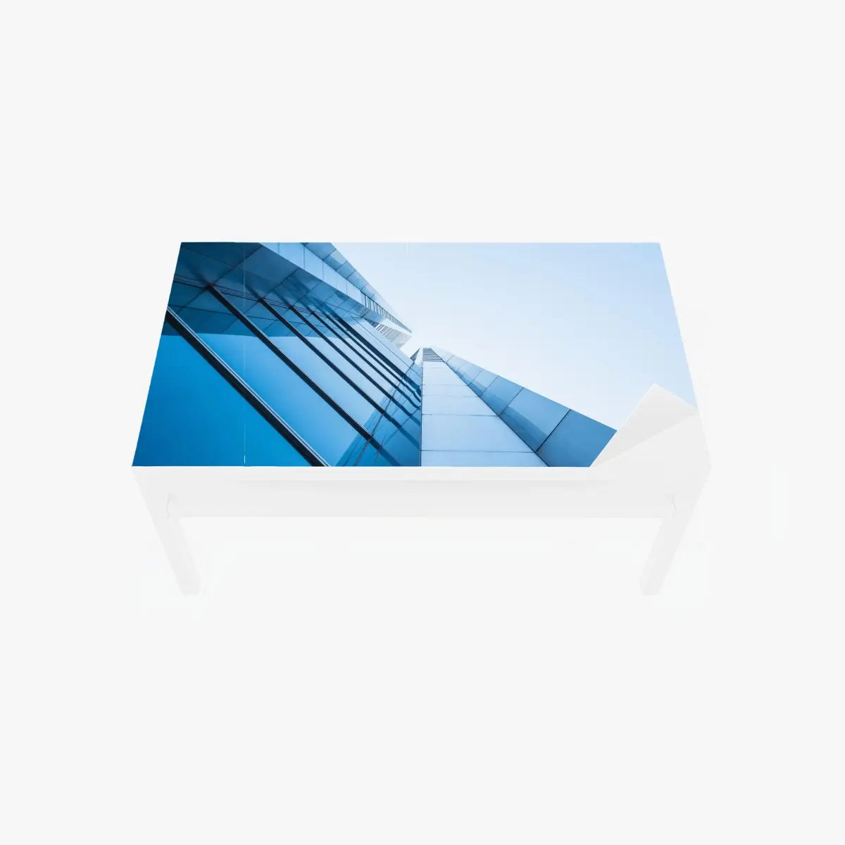 Tischaufkleber und Schreibtischaufkleber moderne blaue glasfassade – Pixers®