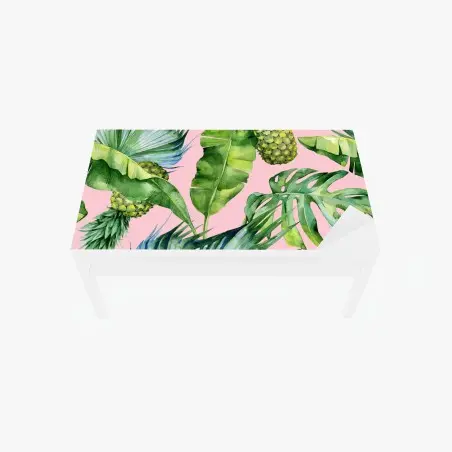 Tischaufkleber und Schreibtischaufkleber tropisches ananas- und blattmuster in aquarell auf rosa hintergrund – Pixers®