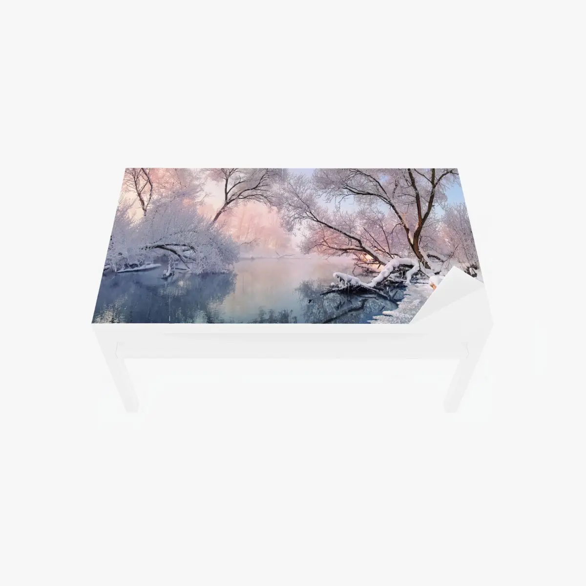 Tischaufkleber und Schreibtischaufkleber ruhige winterlandschaft am fluss – Pixers®