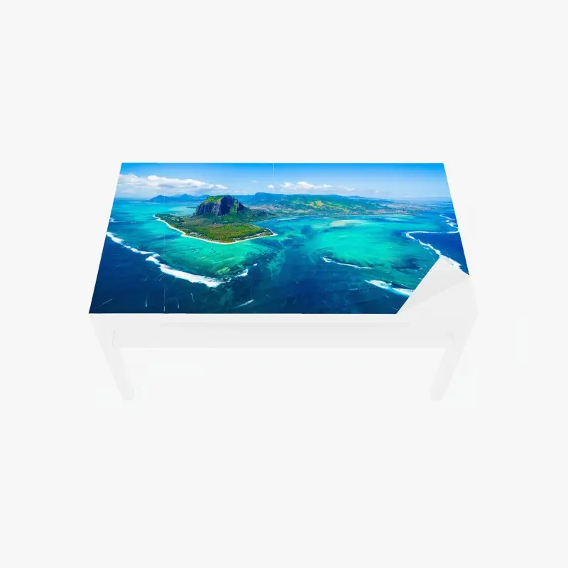 Tischaufkleber und Schreibtischaufkleber panorama Le Morne über der lagune von Mauritius