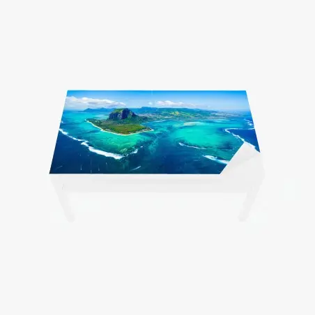 Tischaufkleber und Schreibtischaufkleber panorama Le Morne über der lagune von Mauritius – Pixers®