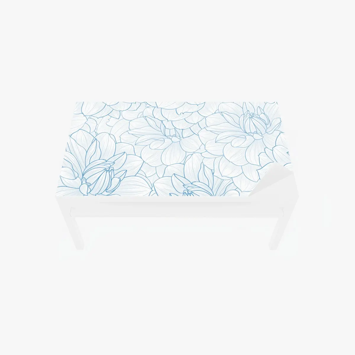Tischaufkleber und Schreibtischaufkleber zartes blaues blumenmuster – Pixers®