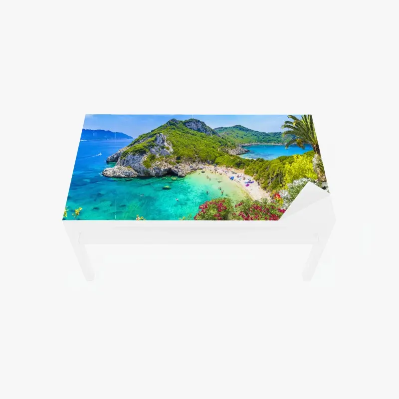 Tischaufkleber und Schreibtischaufkleber Porto Timoni panoramischer strand, Korfu