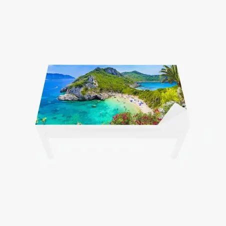 Tischaufkleber und Schreibtischaufkleber Porto Timoni panoramischer strand, Korfu – Pixers®