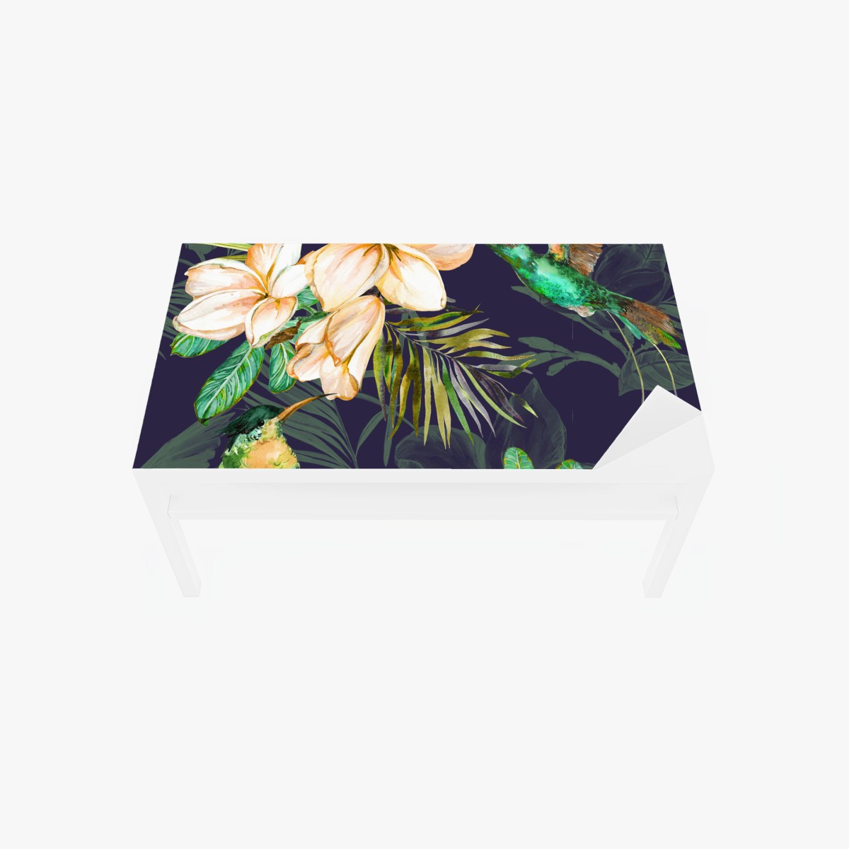 Tischaufkleber und Schreibtischaufkleber tropische kolibris und plumeria in aquarell – Pixers®
