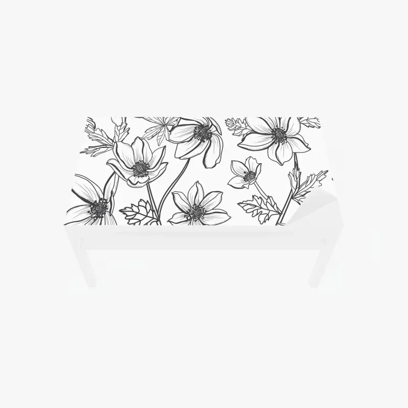 Tischaufkleber und Schreibtischaufkleber botanische linienzeichnung mit blumen