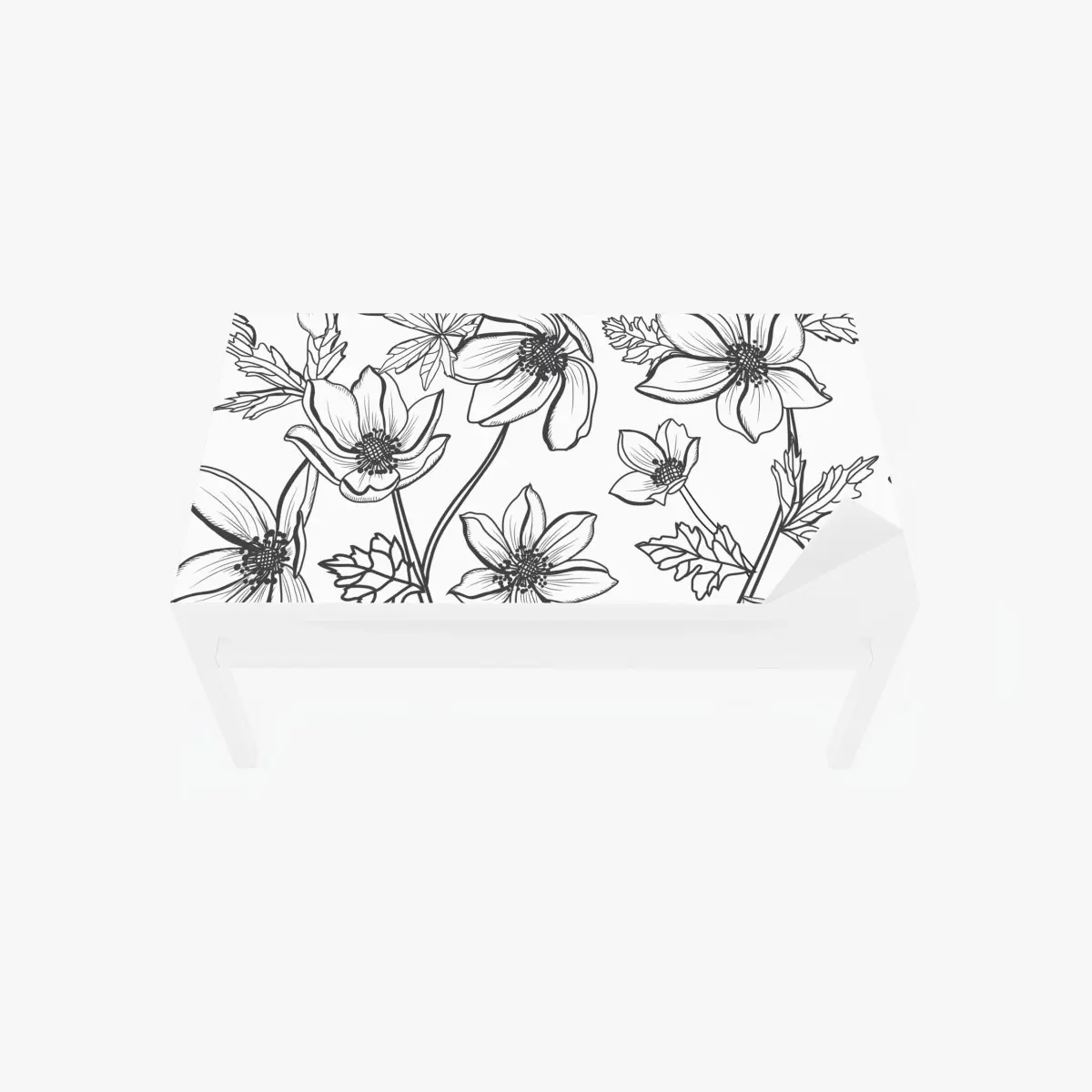 Tischaufkleber und Schreibtischaufkleber botanische linienzeichnung mit blumen – Pixers®
