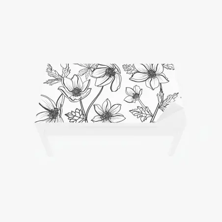 Tischaufkleber und Schreibtischaufkleber botanische linienzeichnung mit blumen – Pixers®