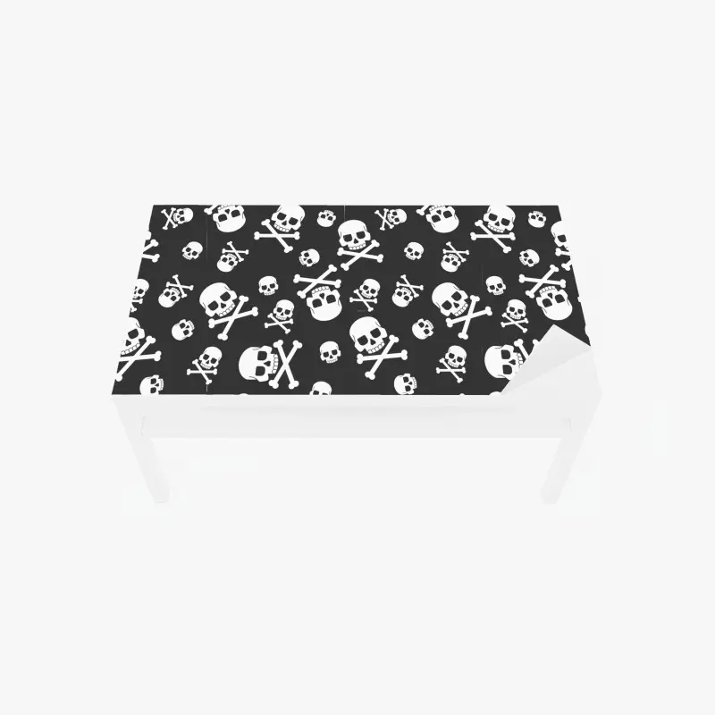 Tischaufkleber und Schreibtischaufkleber weißes totenkopf muster auf grauem hintergrund