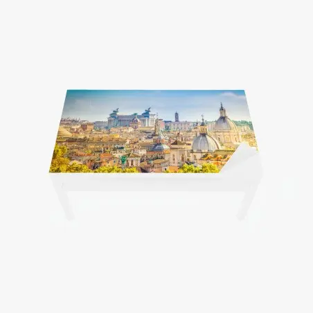 Tischaufkleber und Schreibtischaufkleber sonnige skyline von Rom mit kuppeln – Pixers®