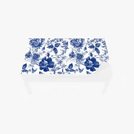 Tischaufkleber und Schreibtischaufkleber blaues blumen toile-muster – Pixers®