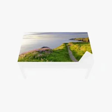 Tischaufkleber und Schreibtischaufkleber Ceibwr Bay küstenpfad bei dämmerung – Pixers®
