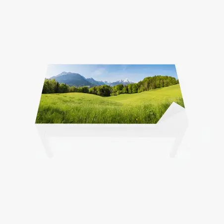 Tischaufkleber und Schreibtischaufkleber ruhiges alpines wiesenpanorama – Pixers®