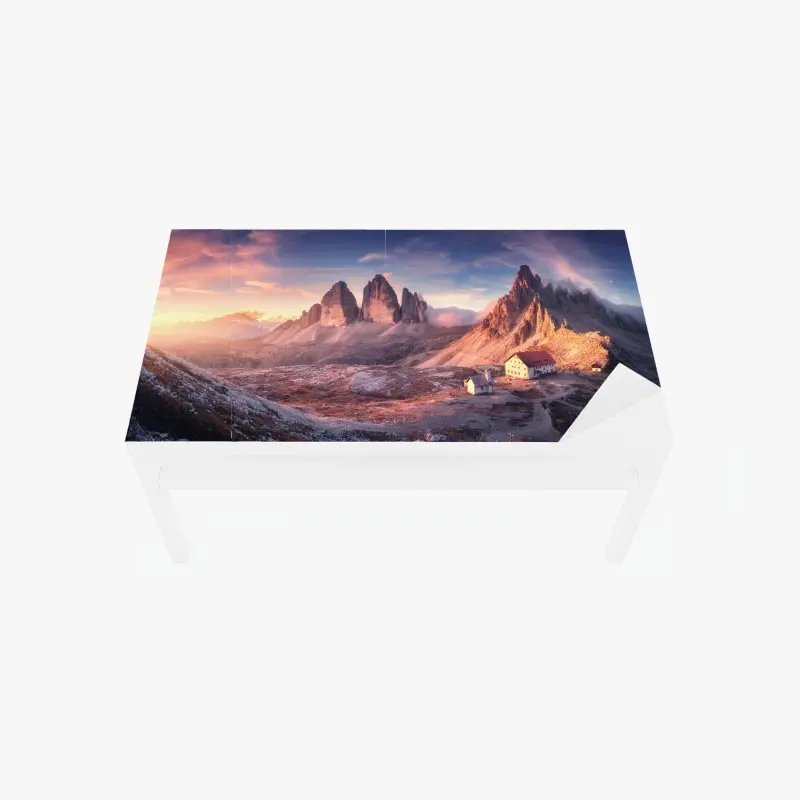 Tischaufkleber und Schreibtischaufkleber sonnenaufgang über den gipfeln der Dolomiten