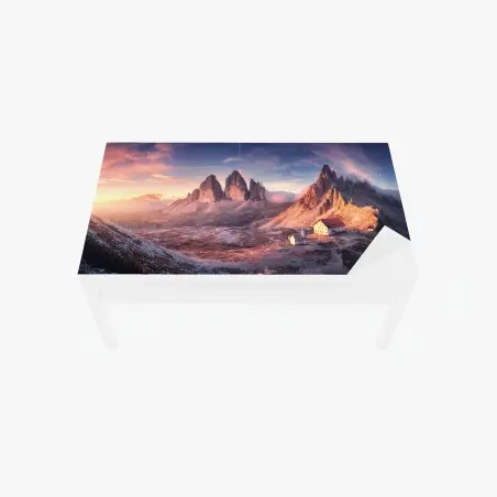 Tischaufkleber und Schreibtischaufkleber sonnenaufgang über den gipfeln der Dolomiten – Pixers®