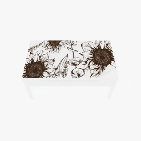 Tischaufkleber und Schreibtischaufkleber botanische sonnenblumenillustration in sepia – Pixers®