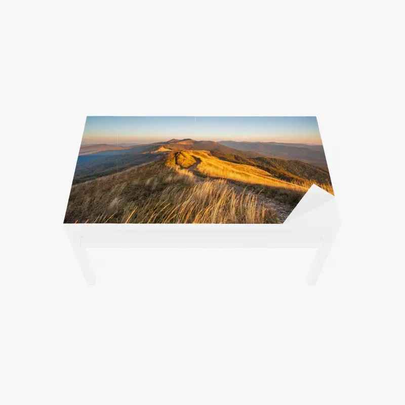 Tischaufkleber und Schreibtischaufkleber goldener bergkamm im sonnenuntergang