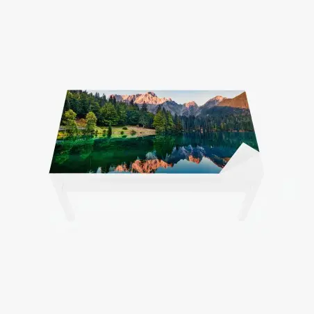 Tischaufkleber und Schreibtischaufkleber ruhiger morgen am Fusine See, Julische Alpen – Pixers®