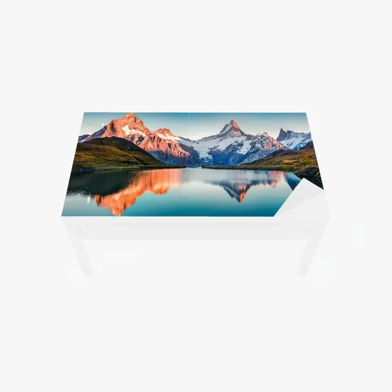 Tischaufkleber und Schreibtischaufkleber sonnenuntergangsreflexionen am Bachalpsee, Schweiz