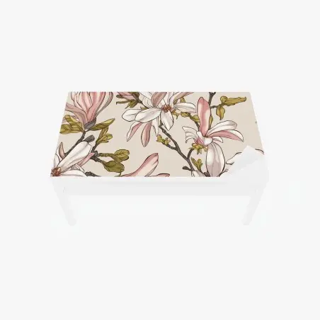 Tischaufkleber und Schreibtischaufkleber pastell magnolien auf beigem grund – Pixers®