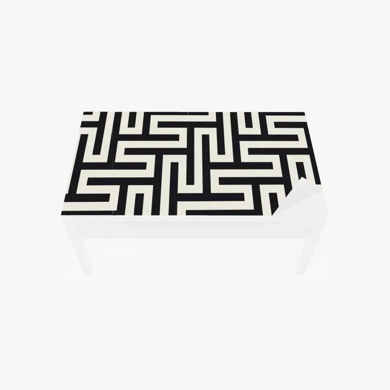 Tischaufkleber und Schreibtischaufkleber geometrisches labyrinthmuster in beige und schwarz