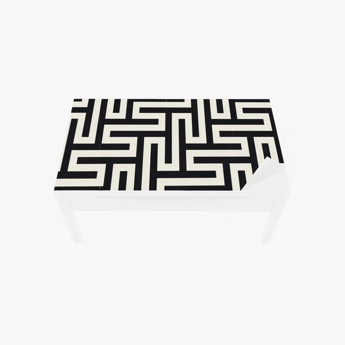 Tischaufkleber und Schreibtischaufkleber geometrisches labyrinthmuster in beige und schwarz – Pixers®