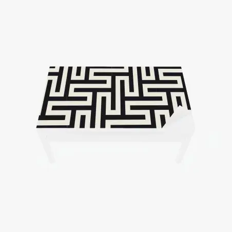 Tischaufkleber und Schreibtischaufkleber geometrisches labyrinthmuster in beige und schwarz – Pixers®