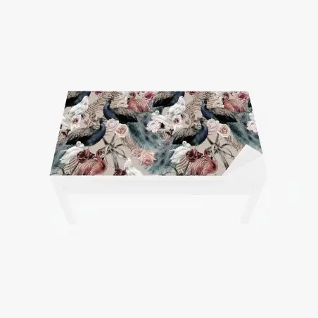 Tischaufkleber und Schreibtischaufkleber aquarellmuster mit vögeln und rosen – Pixers®