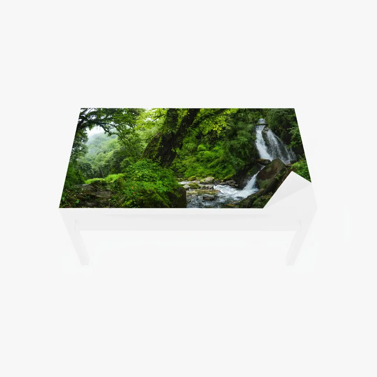 Tischaufkleber und Schreibtischaufkleber üppiger grüner wasserfall im wald – Pixers®
