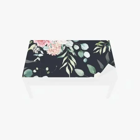 Tischaufkleber und Schreibtischaufkleber elegantes aquarell-blumenmuster auf dunklem hintergrund – Pixers®