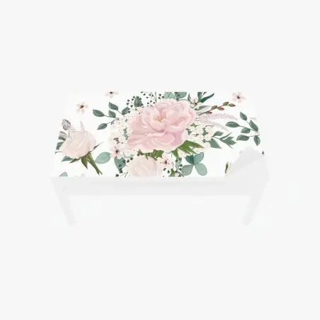 Tischaufkleber und Schreibtischaufkleber zartes rosa pfingstrosenmuster – Pixers®