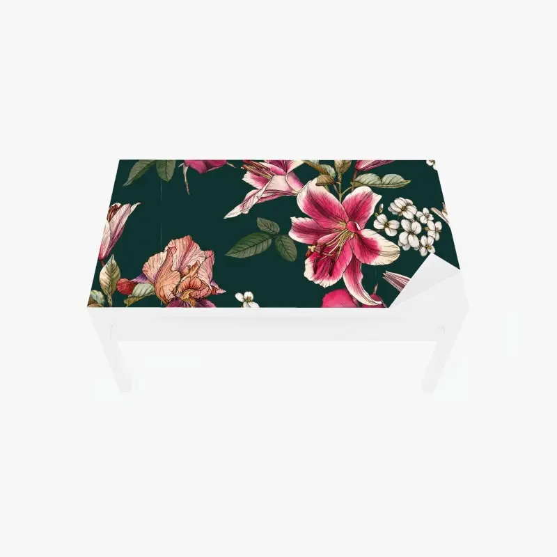 Tischaufkleber und Schreibtischaufkleber vintage botanisches floralmuster auf tiefgrün