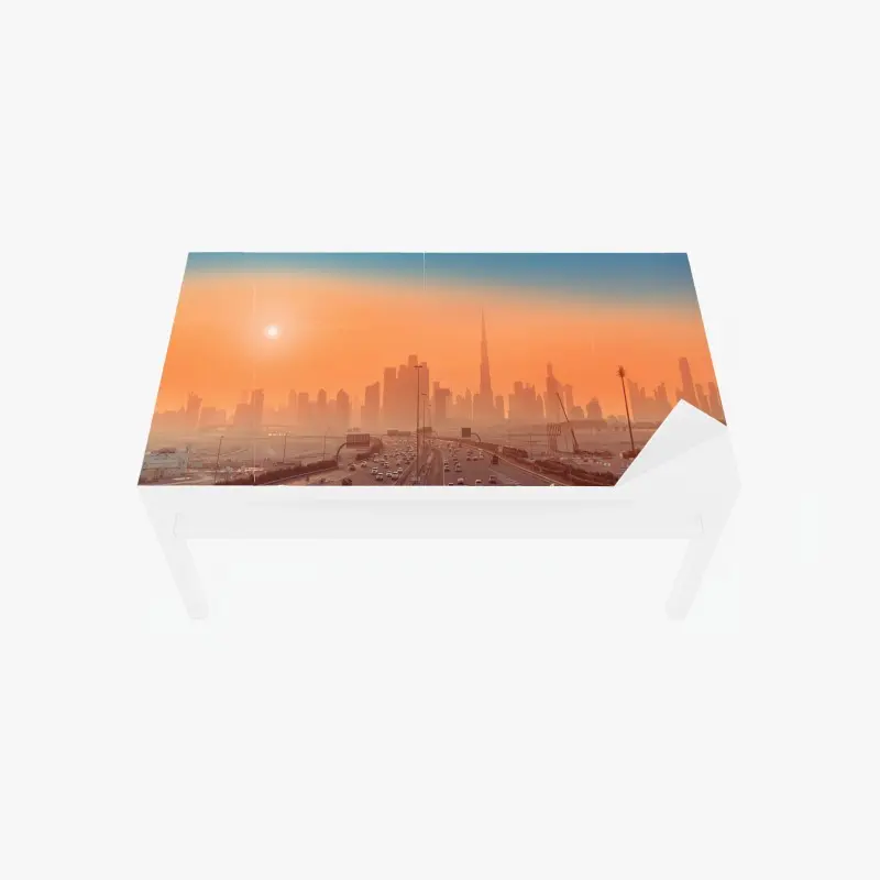 Tischaufkleber und Schreibtischaufkleber Dubai skyline bei sonnenaufgang