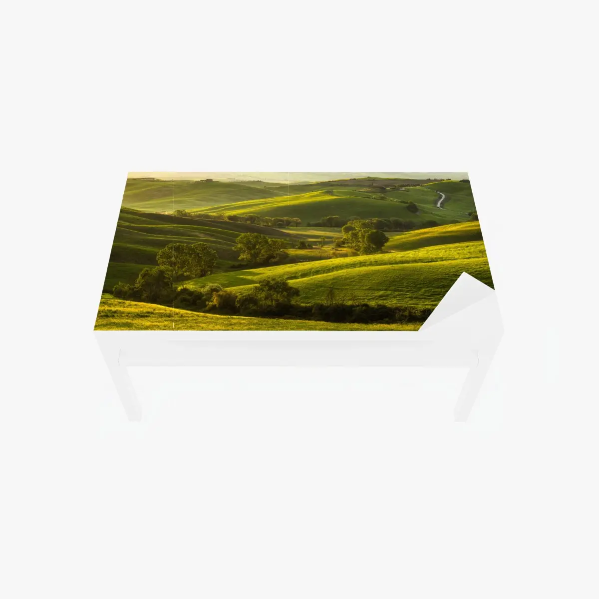 Tischaufkleber und Schreibtischaufkleber sonnenbeschienene grüne hügel – Pixers®