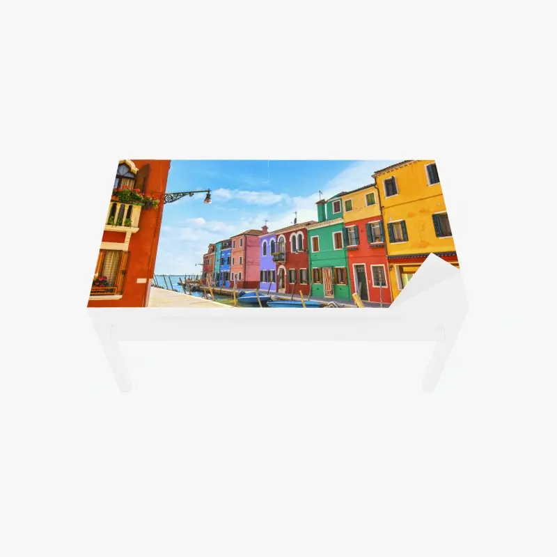 Tischaufkleber und Schreibtischaufkleber bunte kanalhäuser von Burano