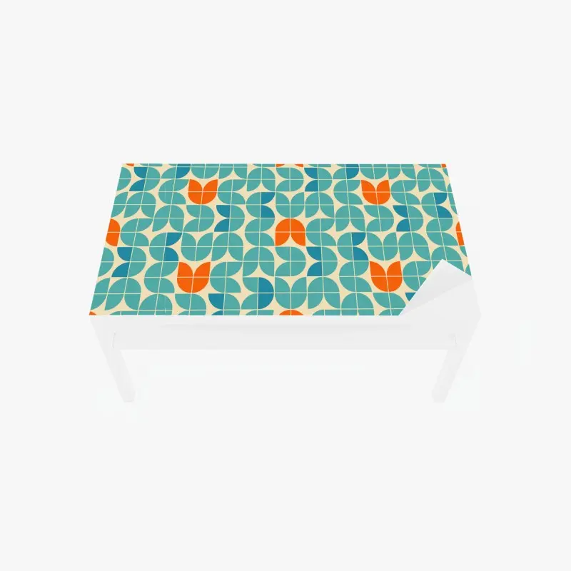 Tischaufkleber und Schreibtischaufkleber retro geometrisches fliesenmuster in türkis und orange