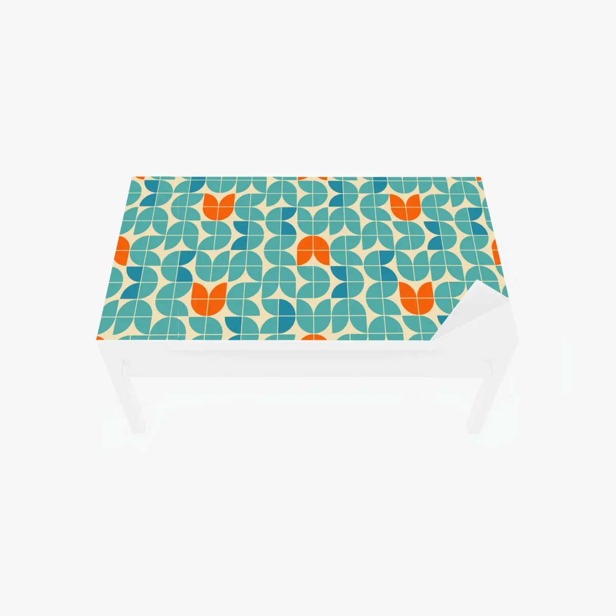 Tischaufkleber und Schreibtischaufkleber retro geometrisches fliesenmuster in türkis und orange – Pixers®