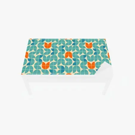 Tischaufkleber und Schreibtischaufkleber retro geometrisches fliesenmuster in türkis und orange – Pixers®