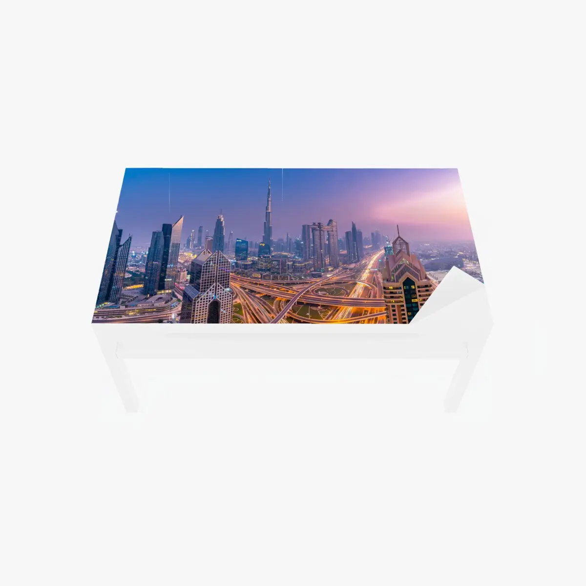 Tischaufkleber und Schreibtischaufkleber panoramablick auf Dubai bei dämmerung – Pixers®