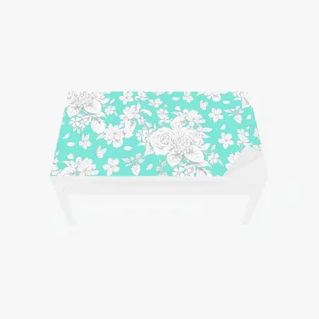 Tischaufkleber und Schreibtischaufkleber türkis floral muster mit blumen – Pixers®