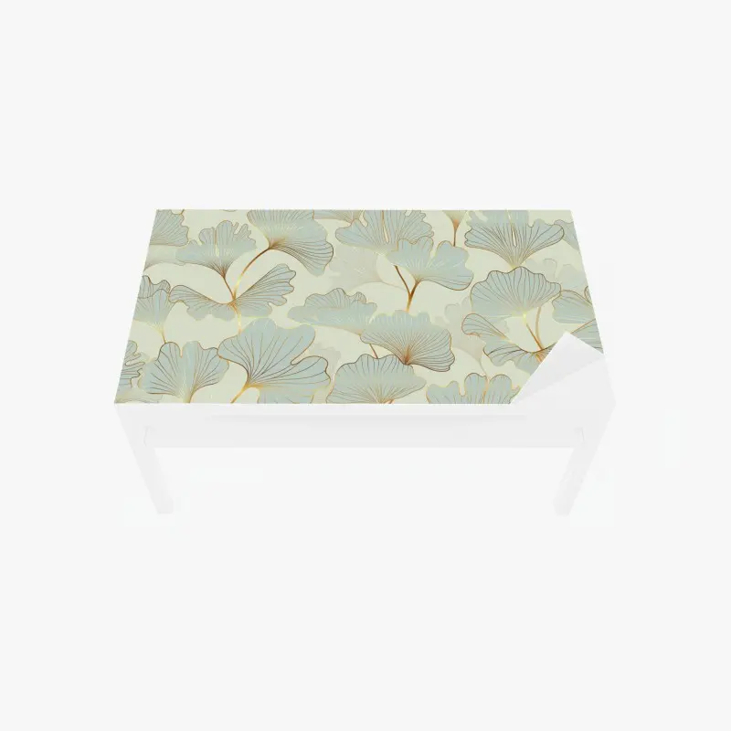 Tischaufkleber und Schreibtischaufkleber pastell ginkgo blättermuster mit goldakzenten