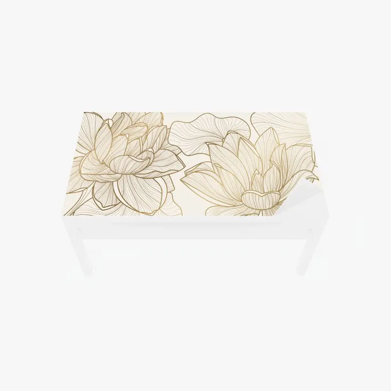 Tischaufkleber und Schreibtischaufkleber elegante goldene linien blumenillustration