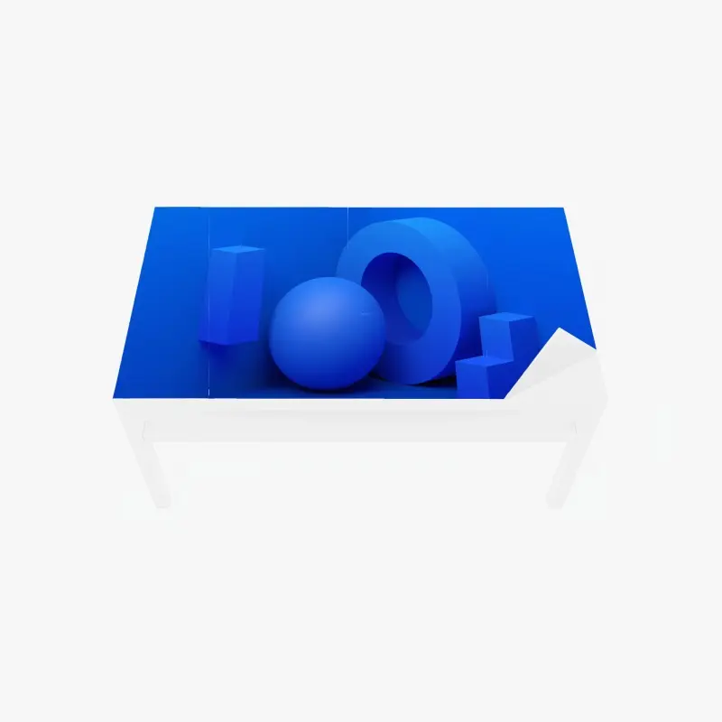 Tischaufkleber und Schreibtischaufkleber blaue geometrische 3d-komposition