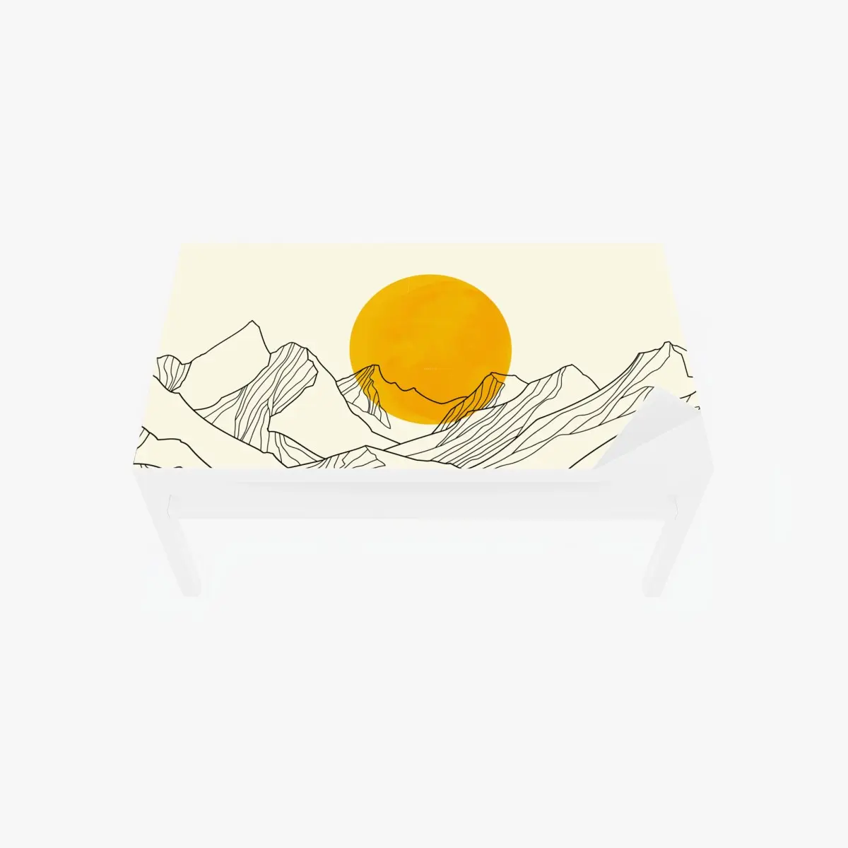 Tischaufkleber und Schreibtischaufkleber goldene sonne über minimalistischen bergen – Pixers®