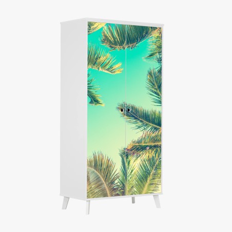 Schrankaufkleber vintage türkis palmenhimmel – Pixers®