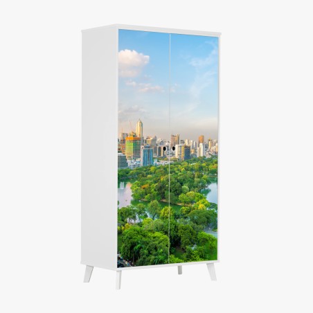 Schrankaufkleber Bangkok skyline über dem Lumpini Park – Pixers®